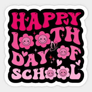 Happy 100th Day of School - Fun and Cute Retro Flower Design Sticker